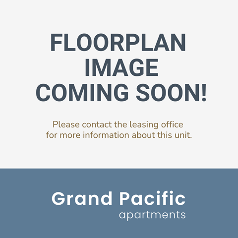 Floor plan for 1 bed, 1 bath, 610 sqft